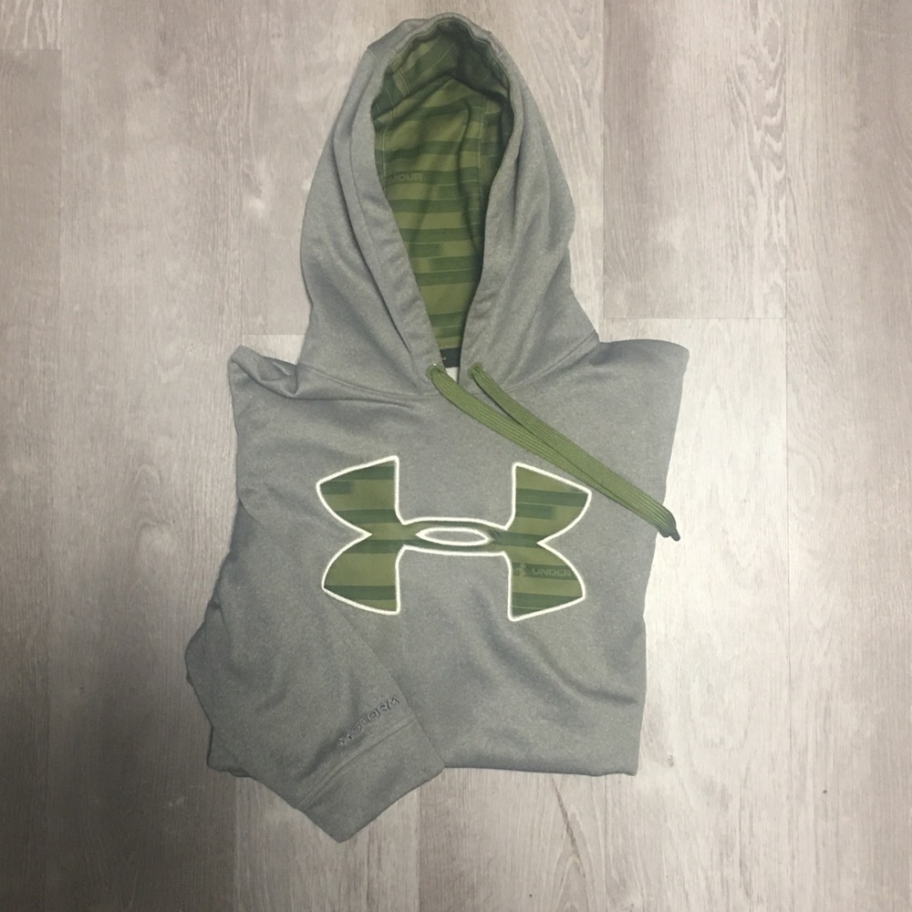 Under Armor Grey Hoodie with Green Detailing